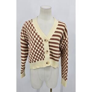 Hem & Thread Mixed Print Semi Cropped Cardigan Modern Cottagecore